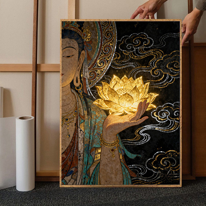 古韵敦煌佛手莲花钻石画2025新款手工5d解压粘钻画十字绣吉祥装饰