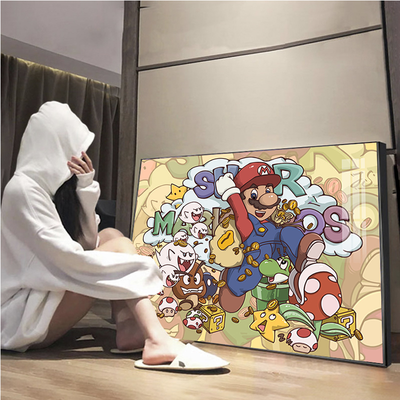 高级感超级玛丽钻石画满钻卧室客厅卡通动漫十字绣2025新款小件5d