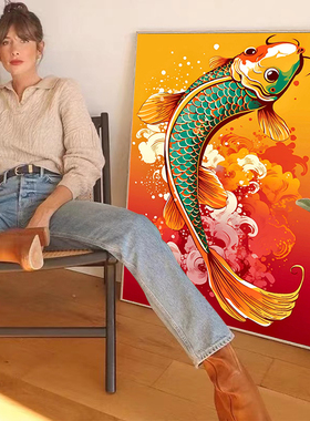 十字绣2025新款线绣客厅绿色锦鲤招财小件卧室满绣简单自己刺绣5d