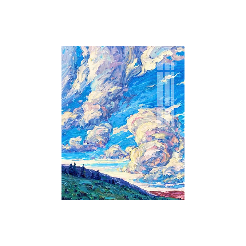 高级油画风天空钻石画满钻2025新款简约现代客厅卧室手工点贴砖画