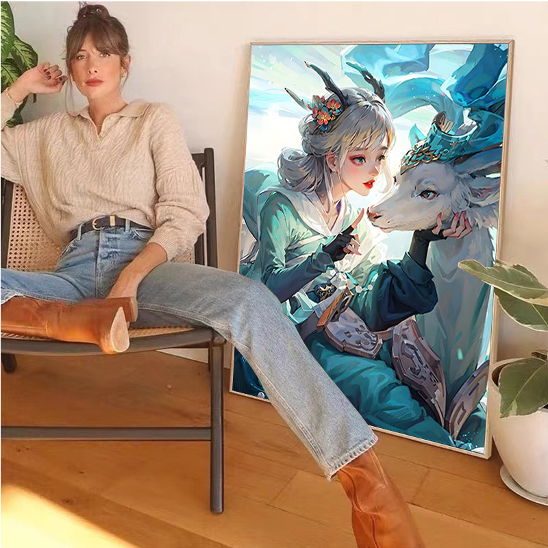 瑶瑶公主手工贴钻钻石画2023新款满钻带框王者荣耀人物卧室十字绣