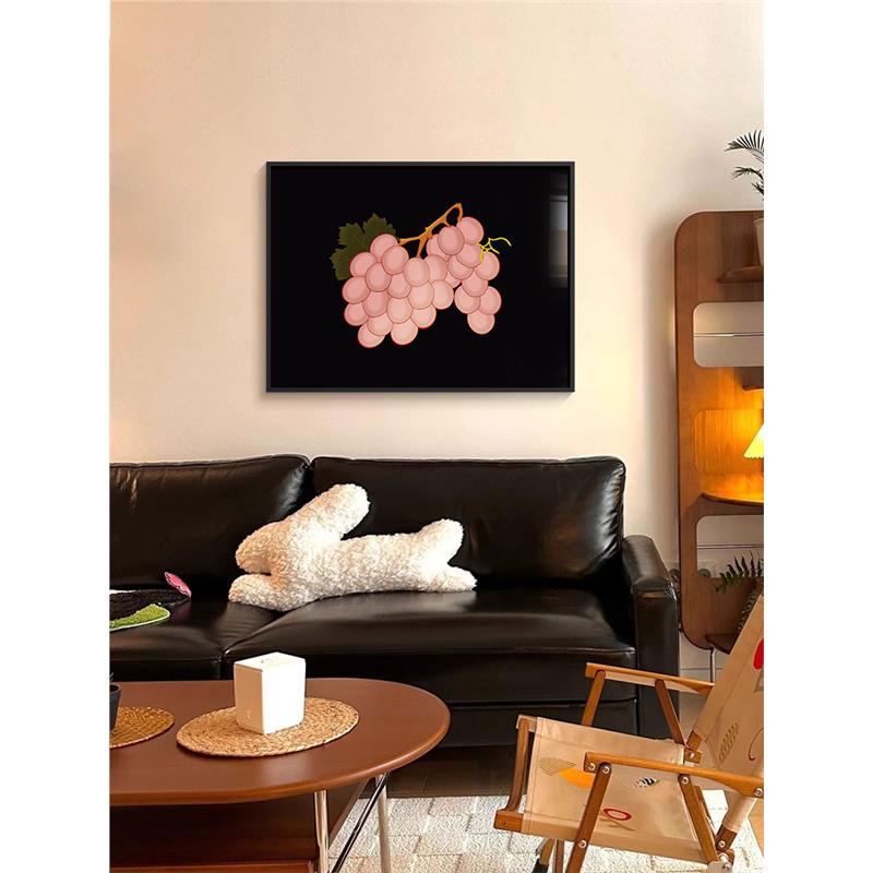 中古风法式钻石画2025新款餐厅艺术挂画高级感黑色复古葡萄十字绣