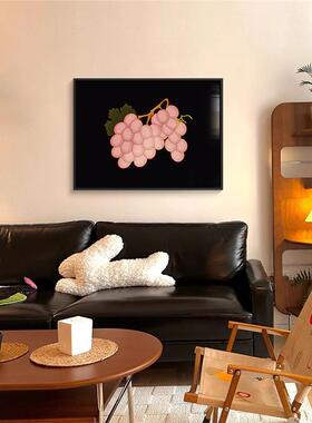 中古风法式钻石画2025新款餐厅艺术挂画高级感黑色复古葡萄十字绣