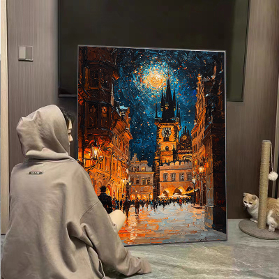 布达拉广场数字油画diy填充风景