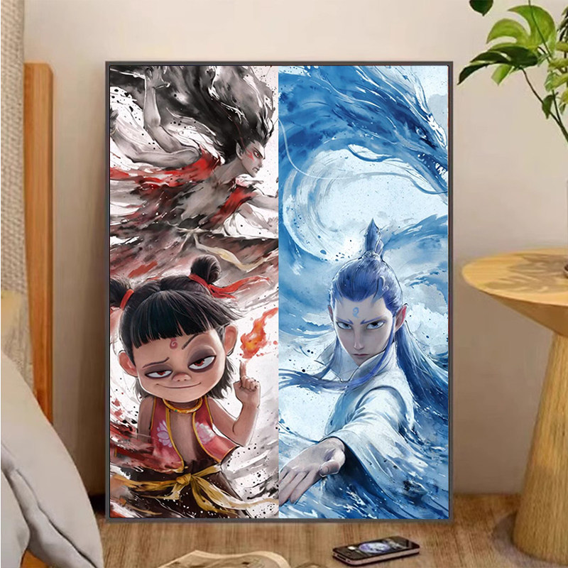 哪吒之魔童闹海钻石画满钻贴画2025新款卧室十字绣手工点粘贴钻画
