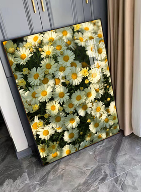 淡黄色小雏菊钻石画满钻客厅卧室治愈系花卉十字绣手工点贴画带框