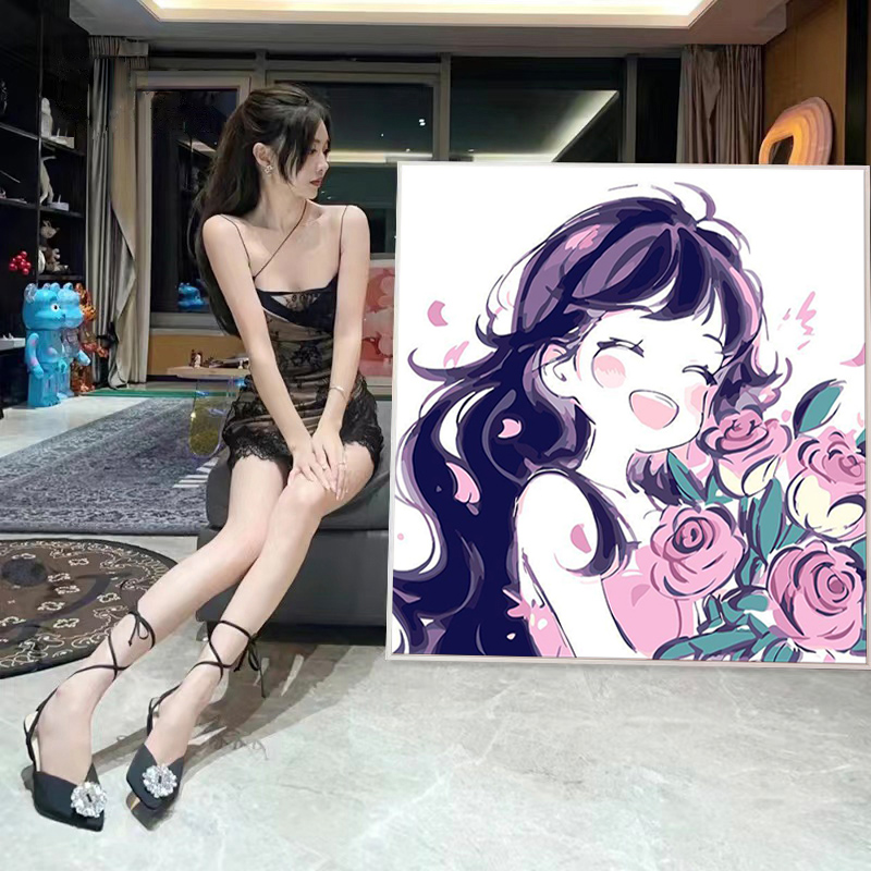 数字油画diy油画手工丙烯画儿童手绘绘画客厅摆件解压装饰画治愈图片