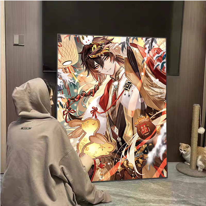 十字绣2025新款原神人物钟离钻石画卧室客厅手工贴钻圆钻满钻带框