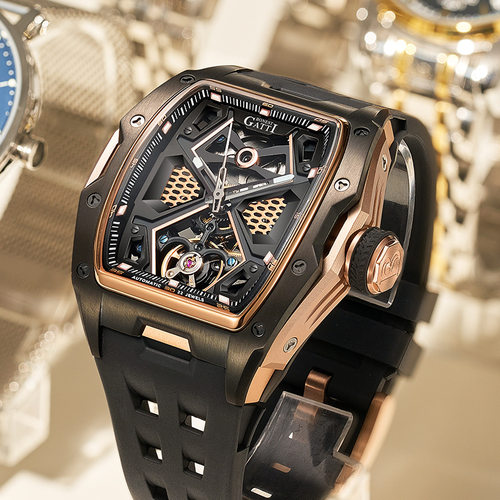 德国布加迪男士手表酒桶型全自动机械表名牌正品潮流夜光镂空十大