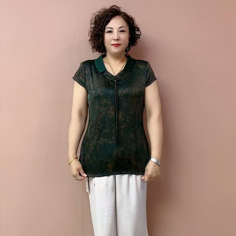 夏季新款短袖时尚中年妈妈旗袍小衫宽松大码显瘦遮肉衬衫