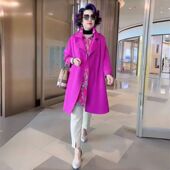 休闲宽松遮肉外搭 百搭外套女空气棉妈妈装 高端气质时尚 风衣中长款