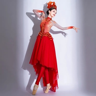 拖尾 舞蹈服扇子舞古典舞演出服装 春晚杨丽萍凤鸣朝阳同款 服装