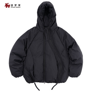 造梦家国潮美式复古不对设设计感连帽羽绒服男女时尚潮牌外套冬季