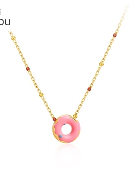 Baopu银项链s925纯银项链潮流时尚甜美气质甜甜圈纯银吊坠项链