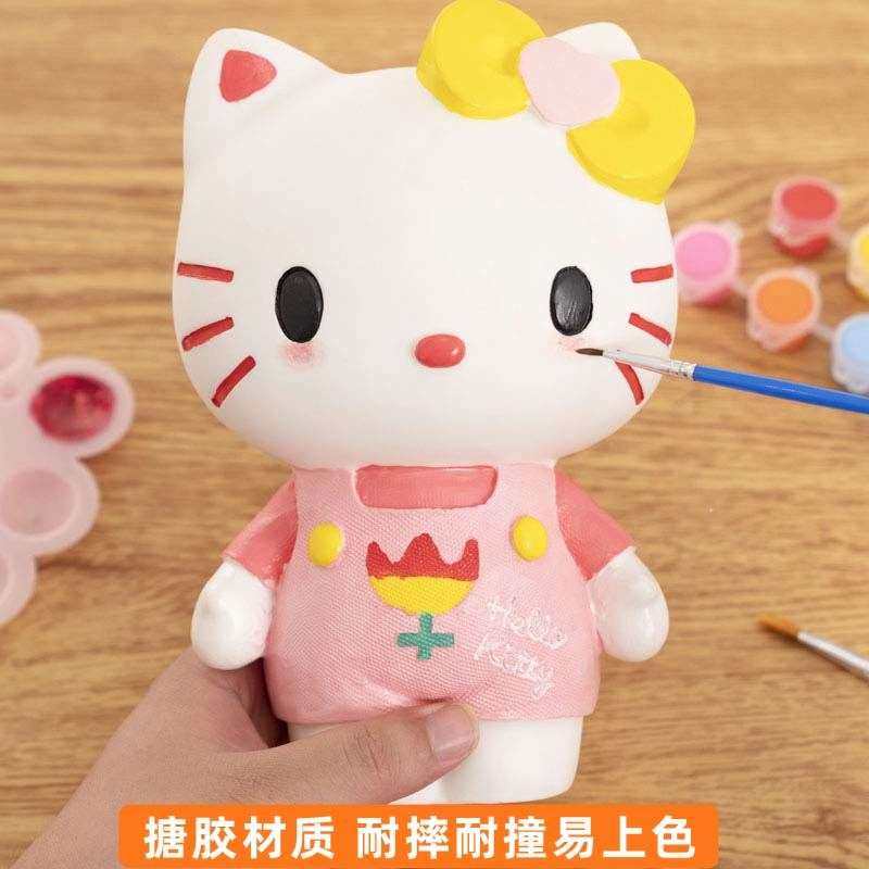 白儿童涂石膏雕塑涂色玩具储钱罐彩绘娃娃益智cuq水画本手工鸦上