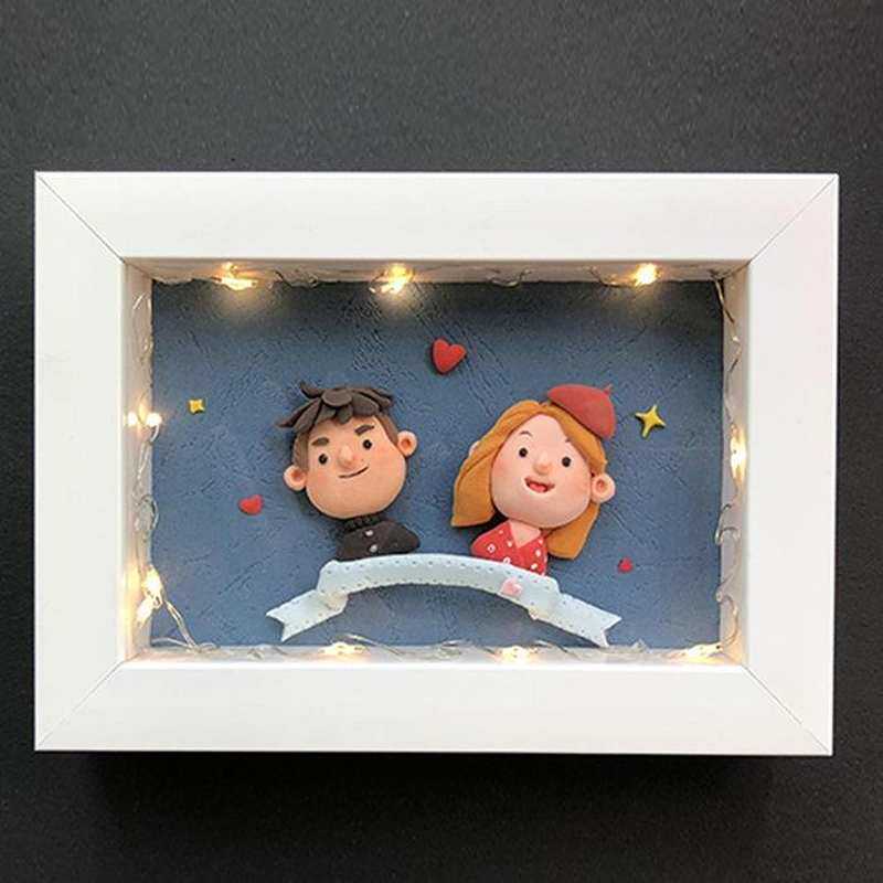 pp手作超轻粘土diy手工材料包小红书情侣立体黏土相框情人节礼物