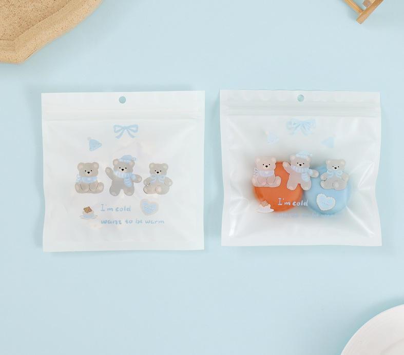 韩国可爱零食糖果自封袋 少女头扣饰品礼物包装袋 卡通小熊收爆款