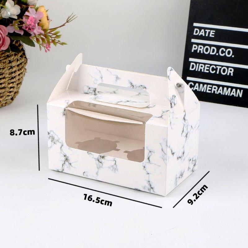 2/4/6粒装纸杯蛋糕透明开窗盒马芬盒打包手提烘焙西点打包包爆款