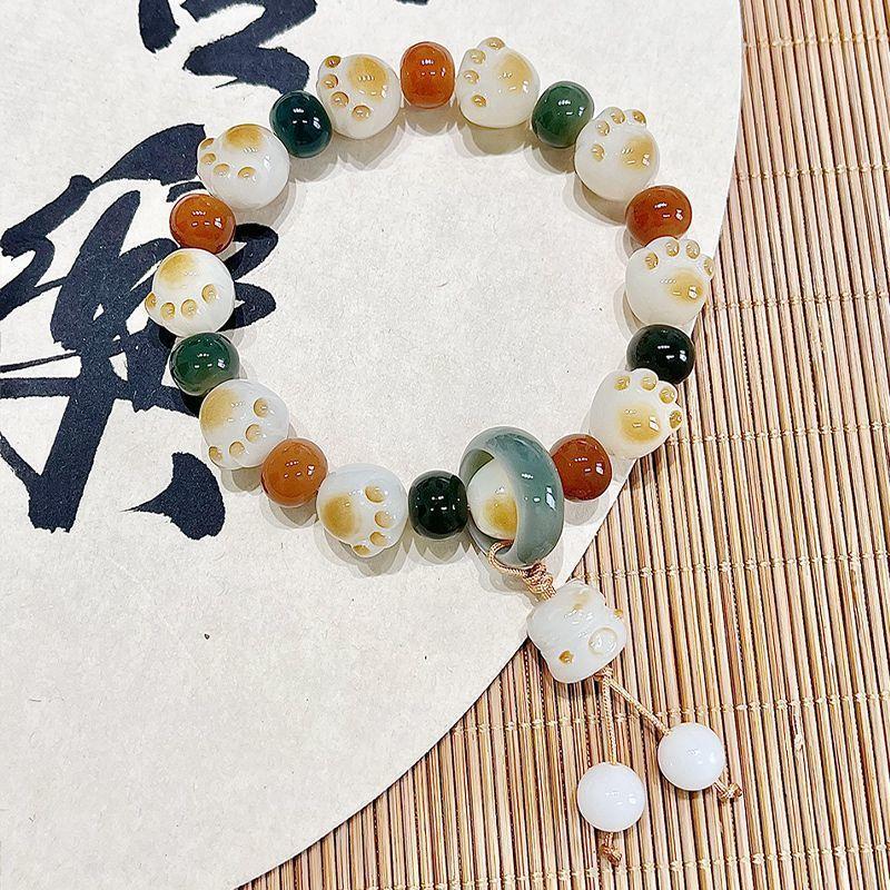 糯米紫雕刻菩提手串猫爪学生手链吊坠菩提子佛珠念珠盘玩手链爆款