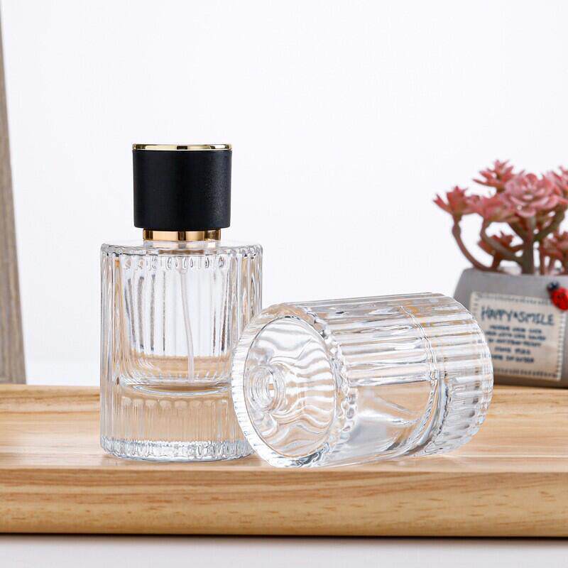 现货30ml50ml圆柱形香水空瓶晶质透明玻璃香水分装瓶按压 喷爆款