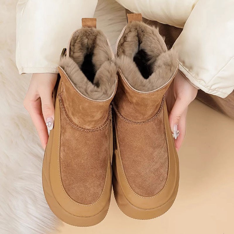 厚底皮毛一体雪地靴女2024新款冬季加绒加厚防滑桑坡村东北大棉鞋