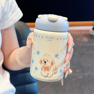 迷你保温杯学生上学专用高颜值吸管水杯女生便携可爱卡通口袋杯子