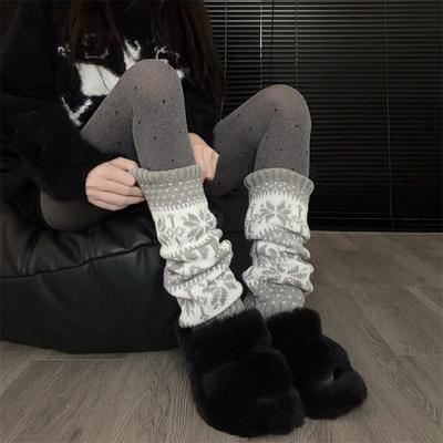 袜套堆堆袜秋冬百搭保暖圣诞费尔岛雪花复古日系辣妹针织保暖袜子