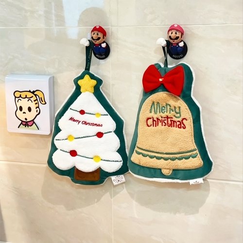 圣诞擦手巾可爱卡通小熊擦手布挂式超强吸水加厚卫生间浴室擦手帕