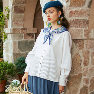 两三事梵高系列花里蝴蝶印花衬衫S21QC029