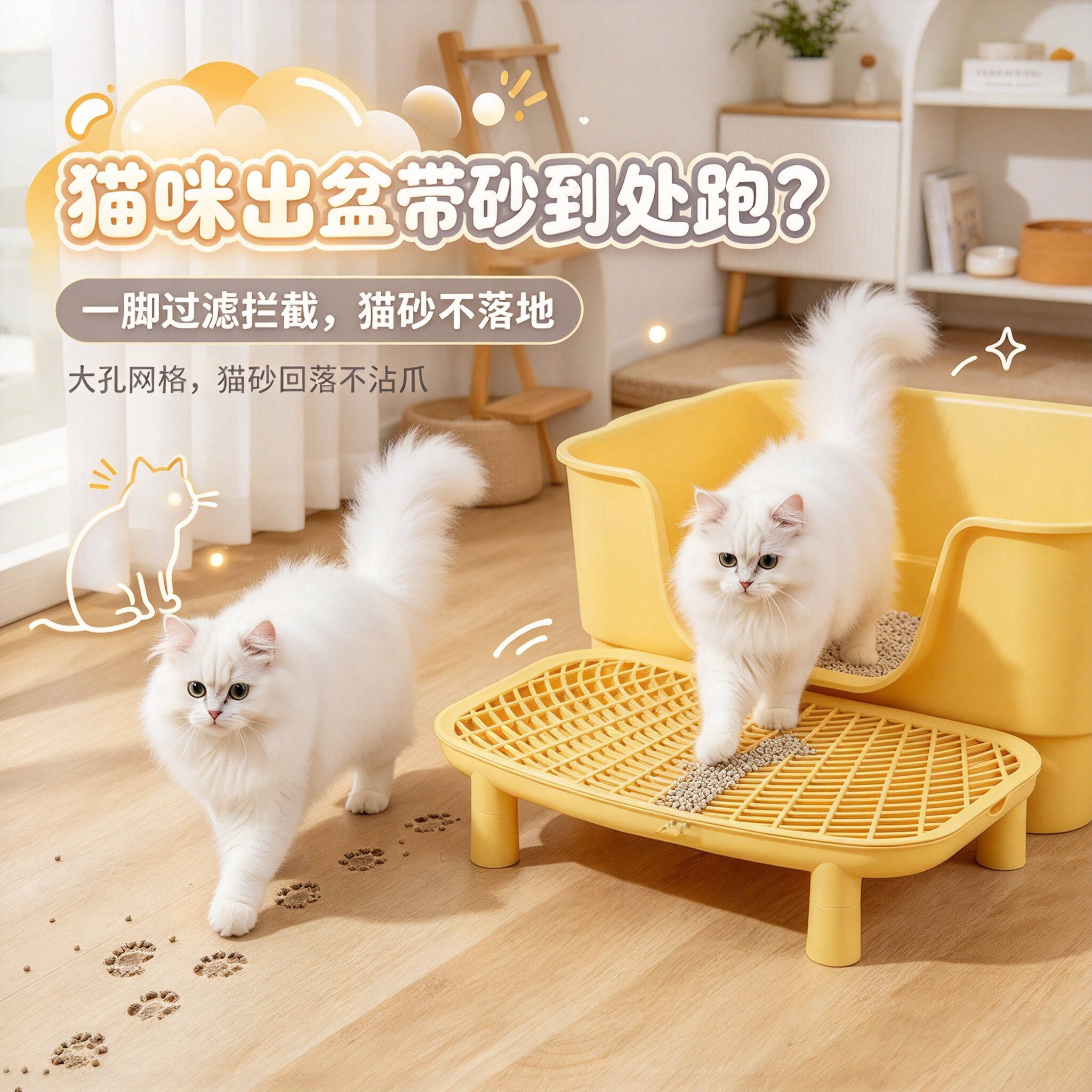 猫砂垫防带出外溅猫垫子双层猫砂控沙垫猫厕所控砂台猫砂盆专用