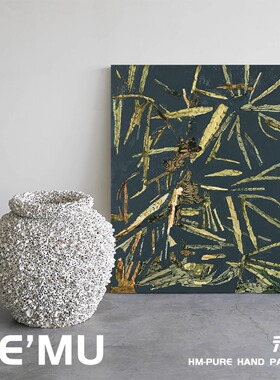 《青竹风》侘寂风抽象装饰画客厅玄关中古餐厅卧室复古风绿色挂画