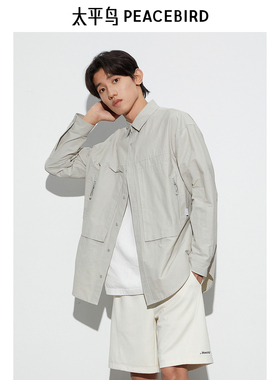太平鸟男装衬衫春夏阔版外穿式工装潮 B2CHE2226