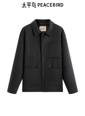 【商场同款】太平鸟男装 绵羊毛绣花男士夹克休闲夹克 B1BCE4B09
