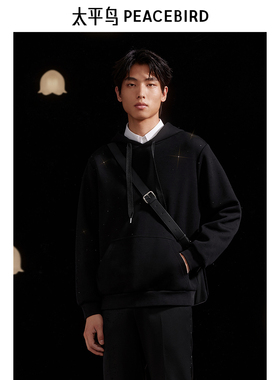 【商场同款】太平鸟男装连帽闪亮钻石卫衣24秋新款上衣B1CRE3X27