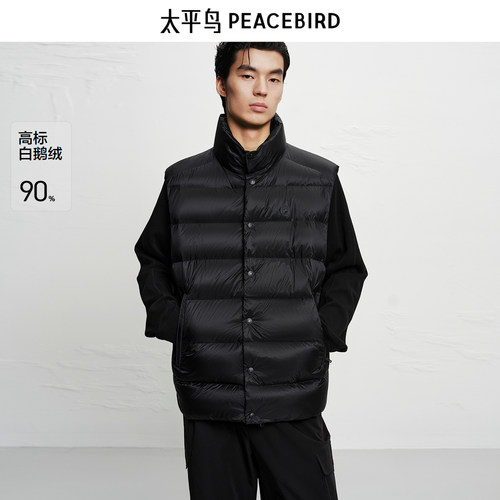 【商场同款】太平鸟男装马甲25冬季新款宽松羽绒背心 B1AGF4201