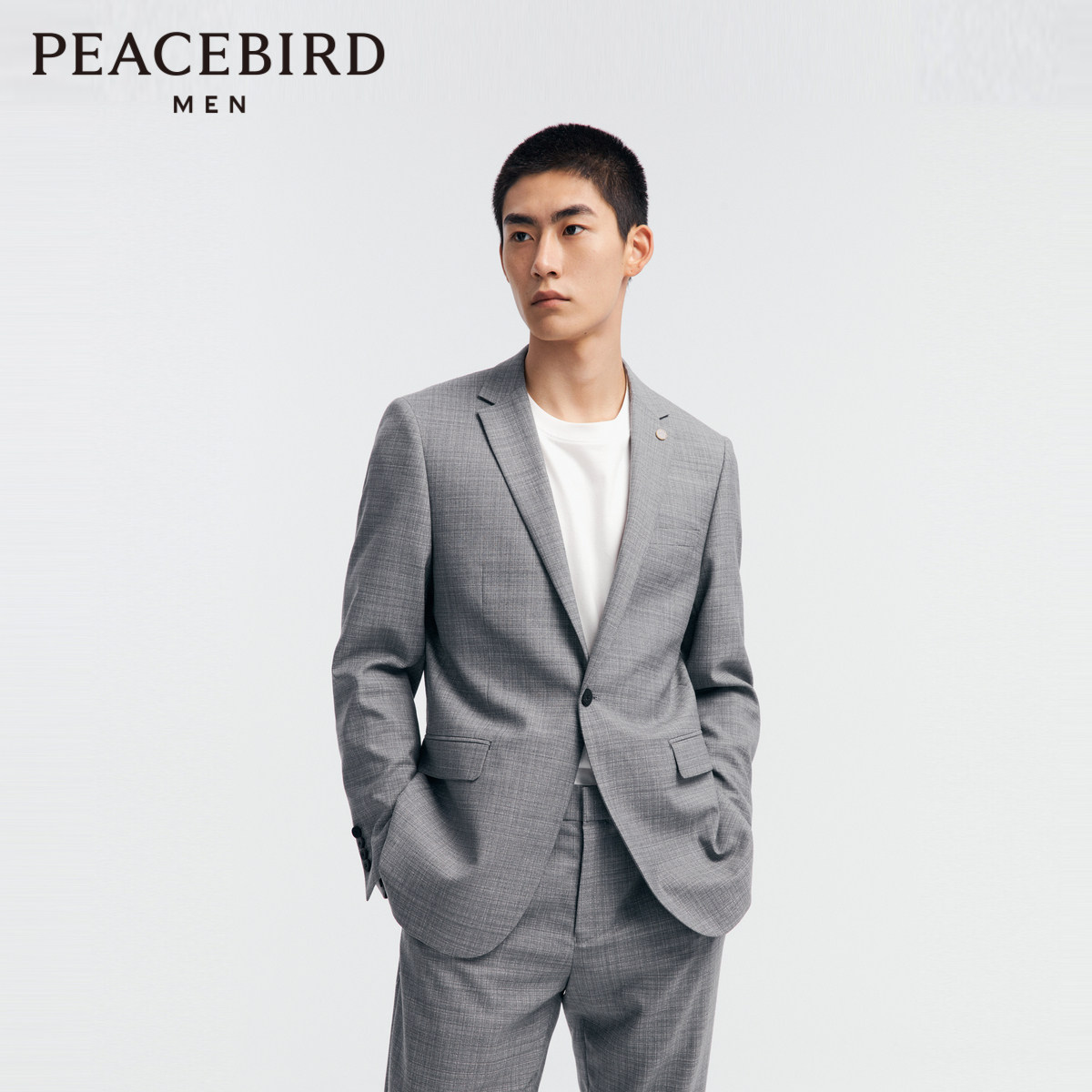 【西服套装】太平鸟男装奥莱含羊毛面试结婚西服休闲单排扣便服