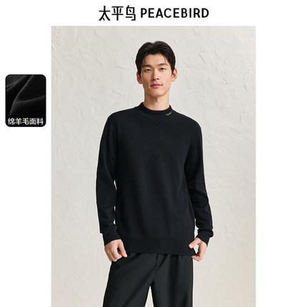 太平鸟男装半高领刺绣针织衫内搭毛衣BWEBD4195