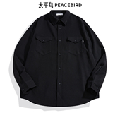 衬衫 黑色上衣B2CHE3268 秋冬季 外穿式 商场同款 太平鸟男装