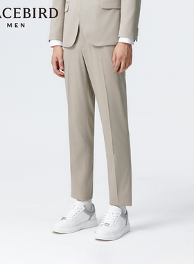 太平鸟男装暗纹提花西裤春新款休闲裤B1GAE1X14