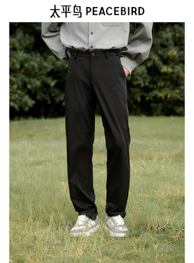 【商场同款】太平鸟男装 2024秋季新款刺绣四面弹休闲裤B1GBE3233