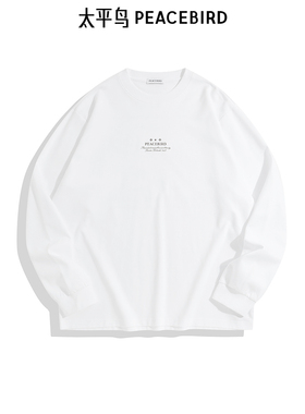 太平鸟男装T恤秋季宽松圆领字母长袖 B1CPE3313