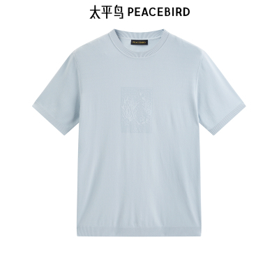 太平鸟男装印花针织T恤夏圆领修身体恤B1EEE2417