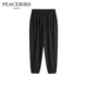 运动长裤 男抽绳卫裤 B1GME1338 黑色束脚裤 太平鸟男装