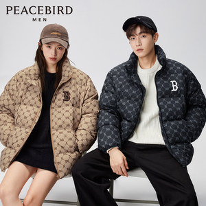太平鸟男装奥莱面包服男女同款冬老花宽松情侣羽绒服外套