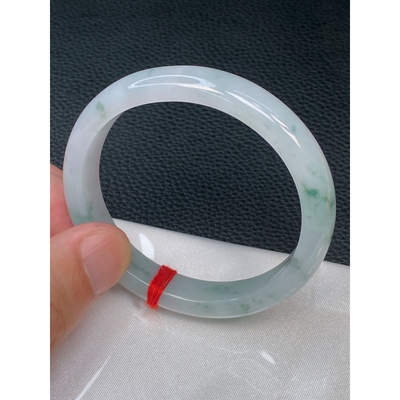 125 缅甸天然翡翠a货手镯 55圈水润飘花贵妃宽边翡翠手镯