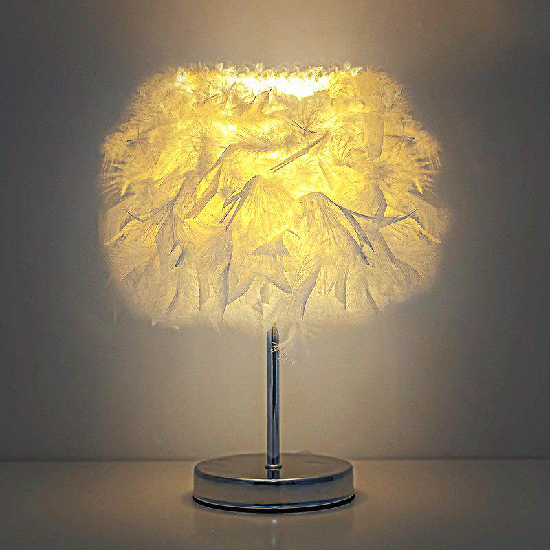 北欧民宿轻奢羽毛台灯卧室床头灯高级感创意礼物小夜灯装饰氛围灯