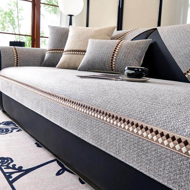 简约现代沙发垫2025新款四季通用亚麻粗布坐垫子防滑套罩盖布