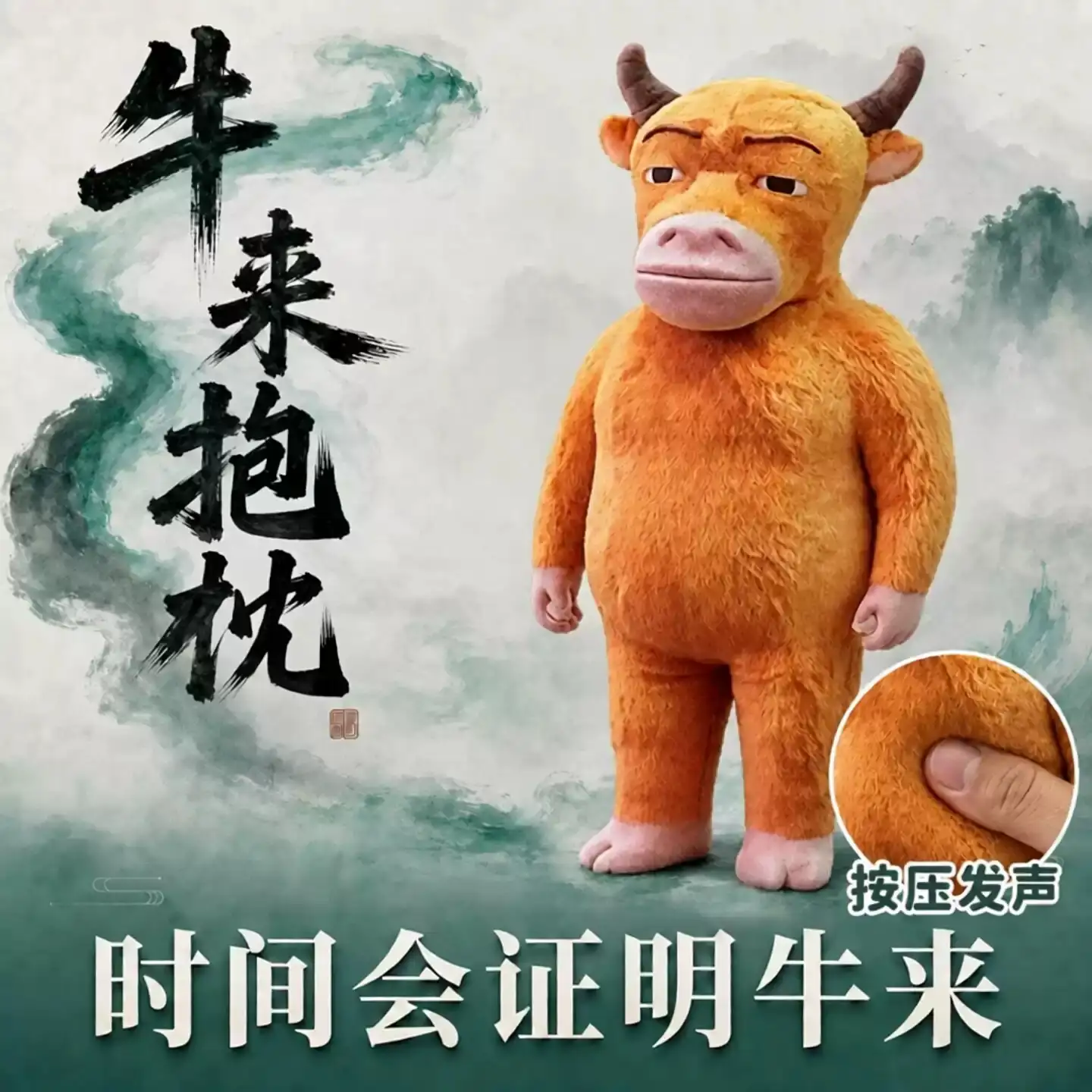 牛来模型周边抽象毛绒玩偶搞笑牛妈妈书包挂件创意钥匙扣七夕礼物
