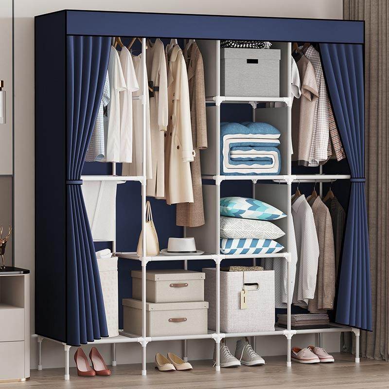 衣柜简易布衣柜钢管加粗加固拉链全封闭单人宿舍衣柜无纺布衣柜