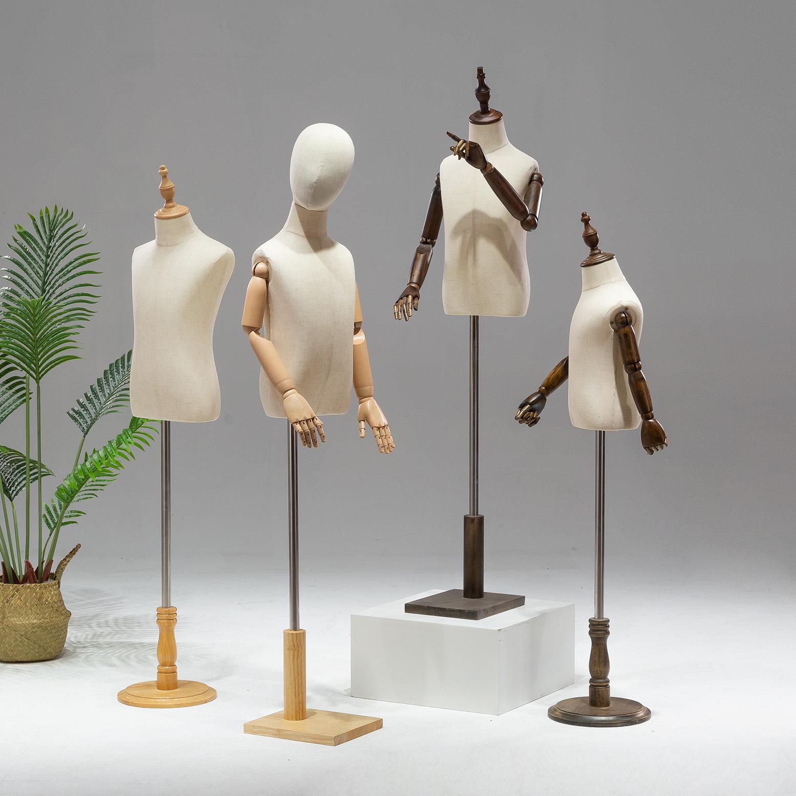 儿童木底座模特道具半身小孩服装展示架童装店橱窗带头模特架子